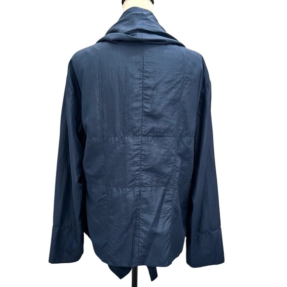 PURE DKNY BLUE SILK WATERFALL FRONT OPEN JACKET COAT - Picture 7 of 13
